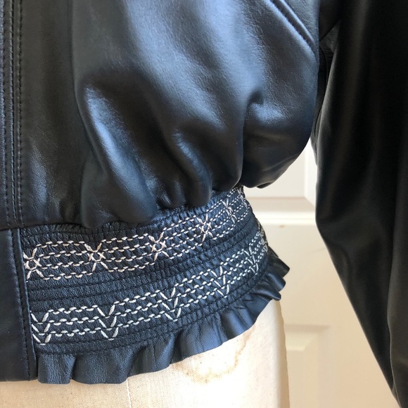 Joie Ruffle Lamb Leather Jacket - Picture 3 of 7